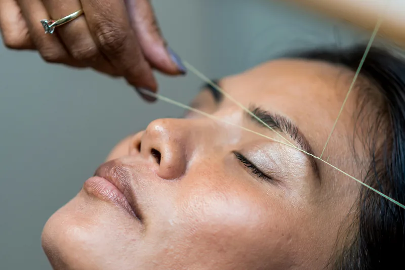 Threading stations at Shubh Beauty